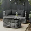 3 részes szürke polyrattan kerti ülőgarnitúra párnákkal
