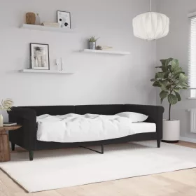 Fekete bársony heverő matraccal 90 x 200 cm