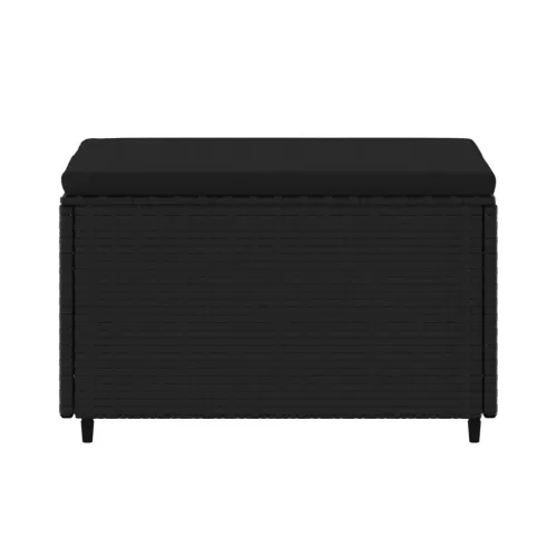 2 db fekete polyrattan kerti lábtartó párnákkal