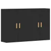 2 db fekete szerelt fa falra szerelhető szekrény