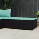 2 db fekete polyrattan kerti lábtartó párnákkal
