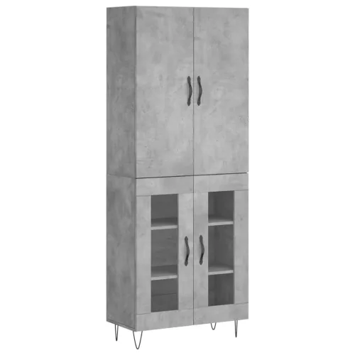 Betonszürke szerelt fa magasszekrény 69,5 x 34 x 180 cm