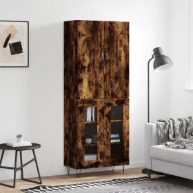   Füstös tölgy színű szerelt fa magasszekrény 69,5 x 34 x 180 cm