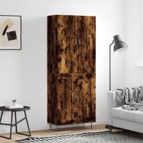   Füstös tölgy színű szerelt fa magasszekrény 69,5 x 34 x 180 cm