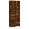 Füstös tölgy színű szerelt fa magasszekrény 69,5 x 34 x 180 cm