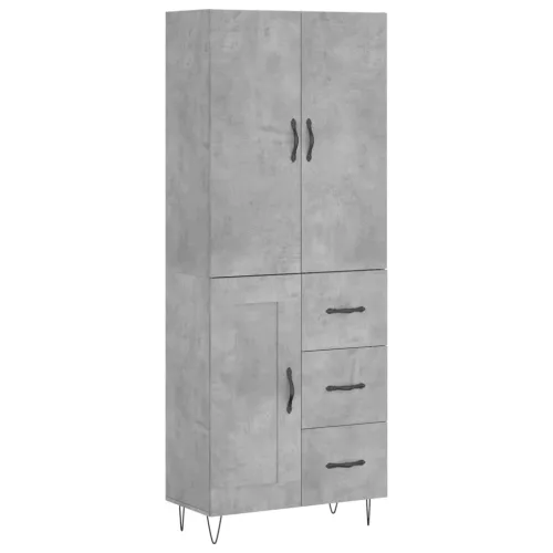 Betonszürke szerelt fa magasszekrény 69,5 x 34 x 180 cm