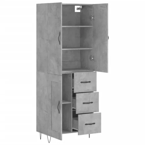 Betonszürke szerelt fa magasszekrény 69,5 x 34 x 180 cm