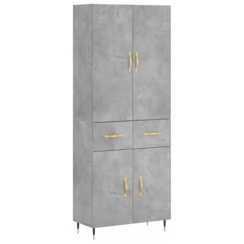 Betonszürke szerelt fa magasszekrény 69,5 x 34 x 180 cm