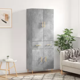 Betonszürke szerelt fa magasszekrény 69,5 x 34 x 180 cm