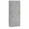 Betonszürke szerelt fa magasszekrény 69,5 x 34 x 180 cm