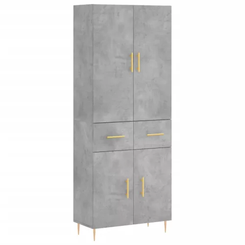 Betonszürke szerelt fa magasszekrény 69,5 x 34 x 180 cm