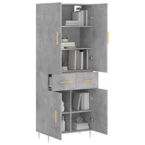 Betonszürke szerelt fa magasszekrény 69,5 x 34 x 180 cm