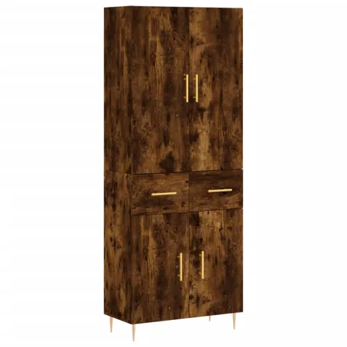 Füstös tölgy színű szerelt fa magasszekrény 69,5 x 34 x 180 cm