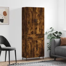   Füstös tölgy színű szerelt fa magasszekrény 69,5 x 34 x 180 cm