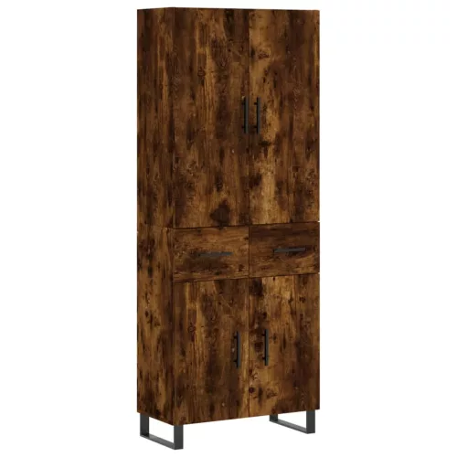 Füstös tölgy színű szerelt fa magasszekrény 69,5 x 34 x 180 cm