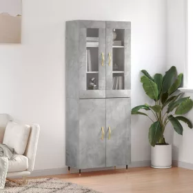Betonszürke szerelt fa magasszekrény 69,5 x 34 x 180 cm