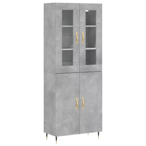 Betonszürke szerelt fa magasszekrény 69,5 x 34 x 180 cm