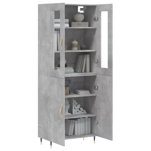 Betonszürke szerelt fa magasszekrény 69,5 x 34 x 180 cm