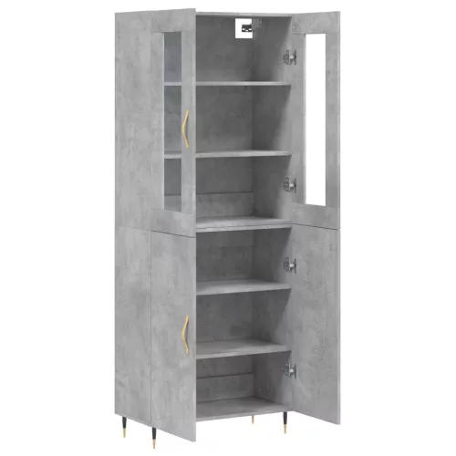 Betonszürke szerelt fa magasszekrény 69,5 x 34 x 180 cm