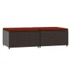 2 db barna polyrattan kerti lábtartó párnával