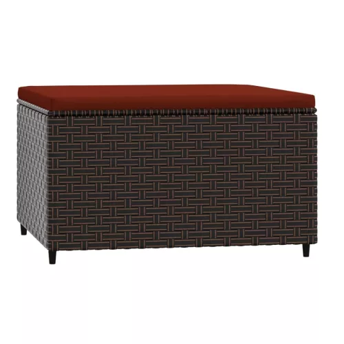 2 db barna polyrattan kerti lábtartó párnával