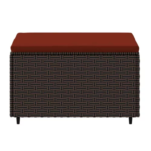 2 db barna polyrattan kerti lábtartó párnával