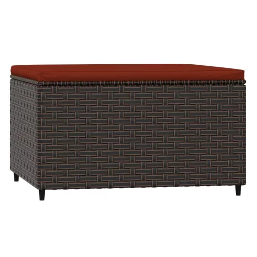 2 db barna polyrattan kerti lábtartó párnával