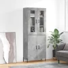 Betonszürke szerelt fa magasszekrény 69,5 x 34 x 180 cm