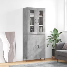 Betonszürke szerelt fa magasszekrény 69,5 x 34 x 180 cm
