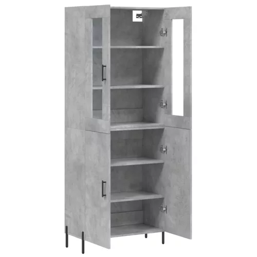 Betonszürke szerelt fa magasszekrény 69,5 x 34 x 180 cm