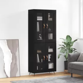 Fekete szerelt fa magasszekrény 69,5 x 34 x 180 cm