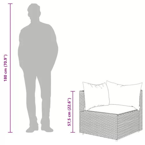 3 részes barna polyrattan kerti ülőgarnitúra párnával