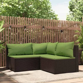3 részes barna polyrattan kerti ülőgarnitúra párnával
