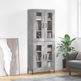 Betonszürke szerelt fa magasszekrény 69,5 x 34 x 180 cm