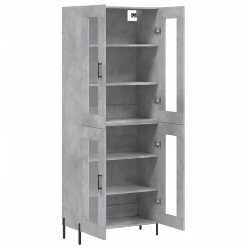 Betonszürke szerelt fa magasszekrény 69,5 x 34 x 180 cm