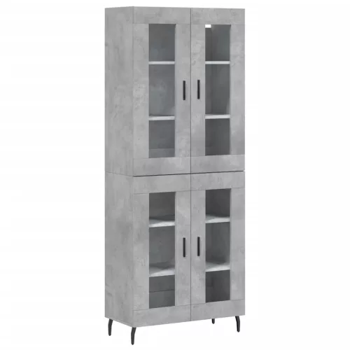 Betonszürke szerelt fa magasszekrény 69,5 x 34 x 180 cm