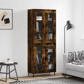   Füstös tölgy színű szerelt fa magasszekrény 69,5 x 34 x 180 cm