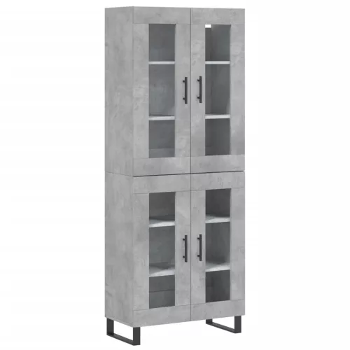 Betonszürke szerelt fa magasszekrény 69,5 x 34 x 180 cm