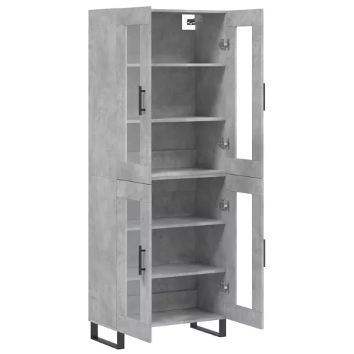 Betonszürke szerelt fa magasszekrény 69,5 x 34 x 180 cm