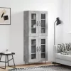 Betonszürke szerelt fa magasszekrény 69,5 x 34 x 180 cm