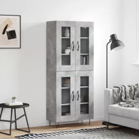 Betonszürke szerelt fa magasszekrény 69,5 x 34 x 180 cm