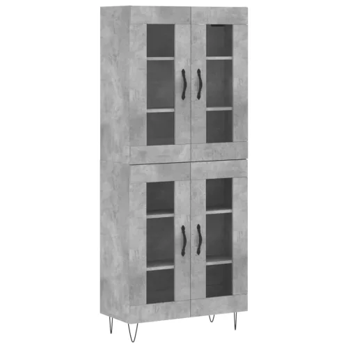 Betonszürke szerelt fa magasszekrény 69,5 x 34 x 180 cm
