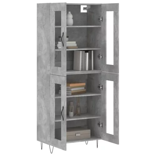 Betonszürke szerelt fa magasszekrény 69,5 x 34 x 180 cm