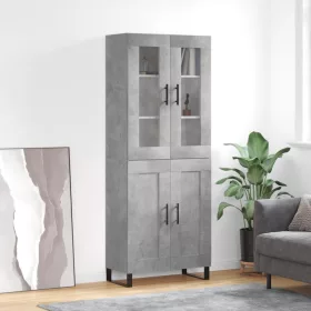 Betonszürke szerelt fa magasszekrény 69,5 x 34 x 180 cm