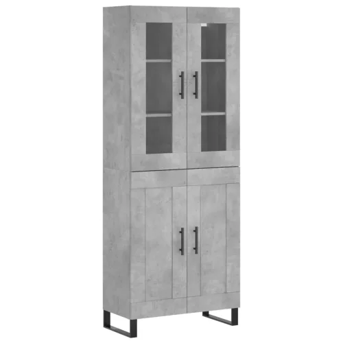 Betonszürke szerelt fa magasszekrény 69,5 x 34 x 180 cm