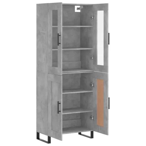 Betonszürke szerelt fa magasszekrény 69,5 x 34 x 180 cm