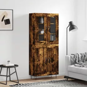   Füstös tölgy színű szerelt fa magasszekrény 69,5 x 34 x 180 cm
