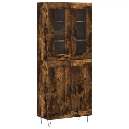 Füstös tölgy színű szerelt fa magasszekrény 69,5 x 34 x 180 cm