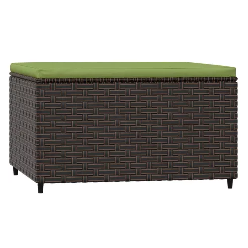 2 db barna polyrattan kerti lábtartó párnával