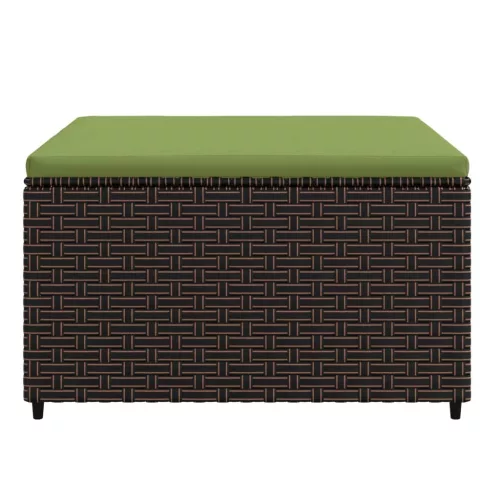 2 db barna polyrattan kerti lábtartó párnával
